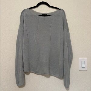 Sarah Pacini Light Gray Knit Sweater Drop Shoulder